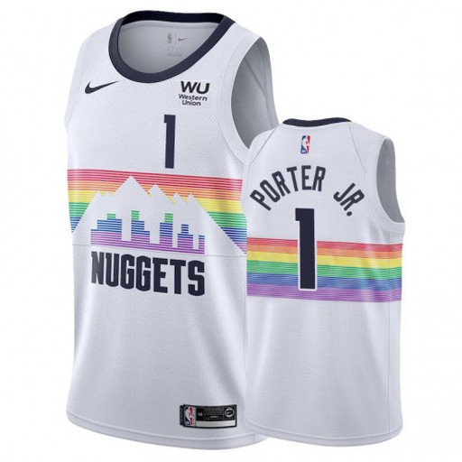 Men's Denver Nuggets #1 Michael Porter Jr. White City Edition Stitched NBA Jersey